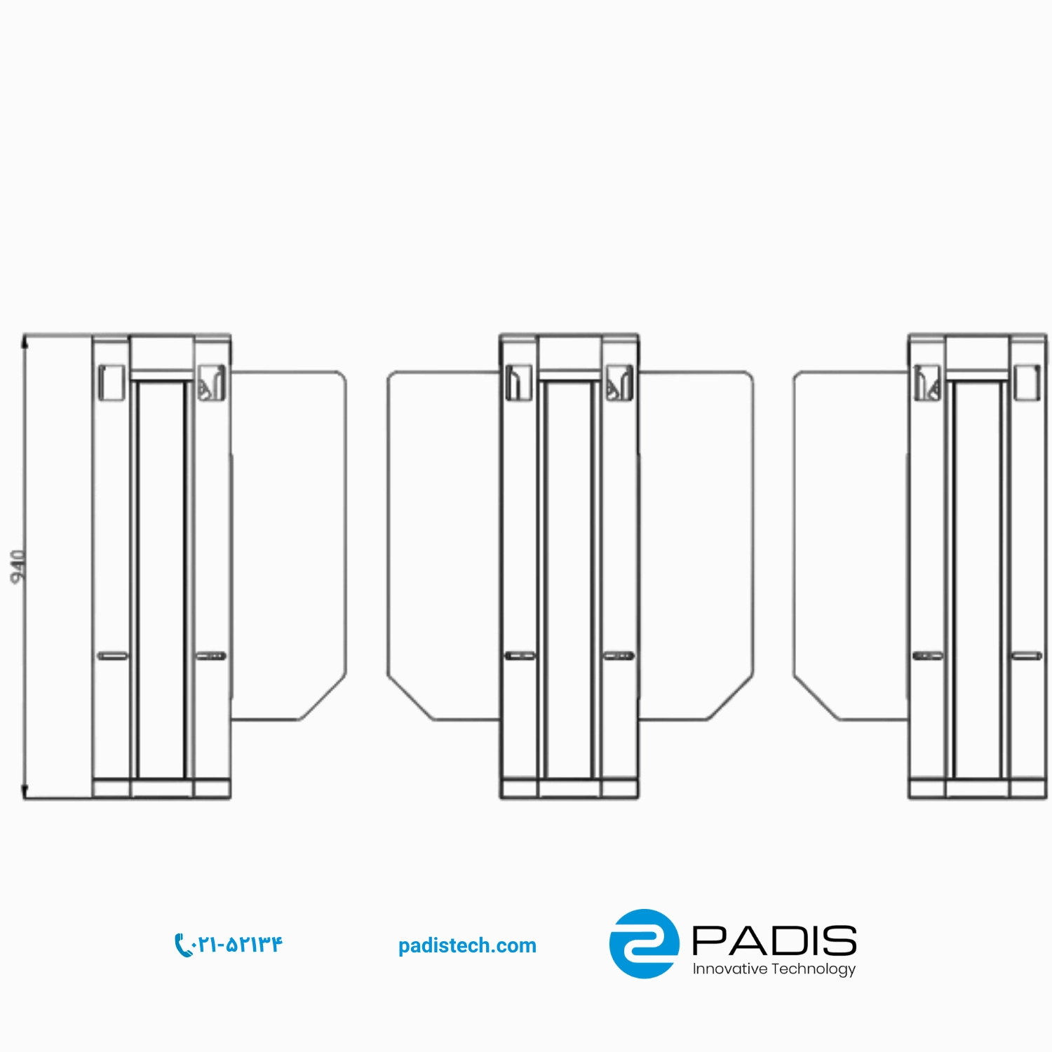 گیت شیشهای (Sliding) مدل PS-2400 Pro Smartمحصول شرکت پادیس